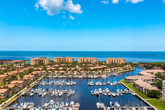 bird's eye view featuring a water view