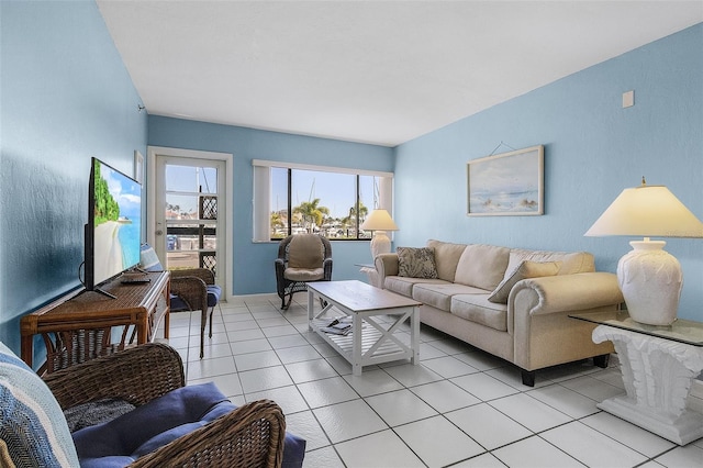 view of tiled living room