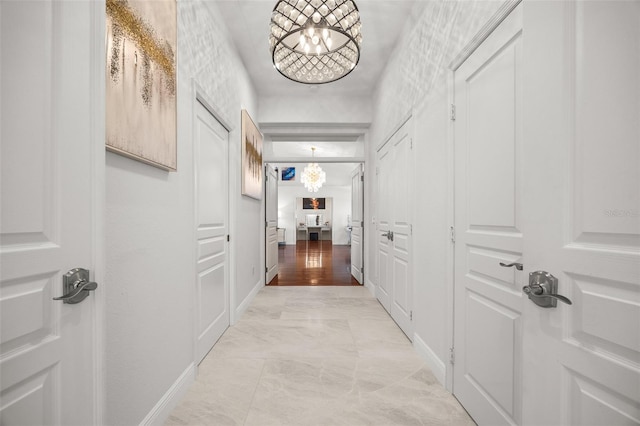 hallway with light tile flooring