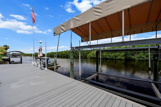 view of dock featuring a water view