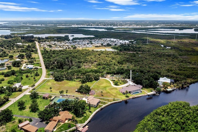 bird's eye view featuring a water view