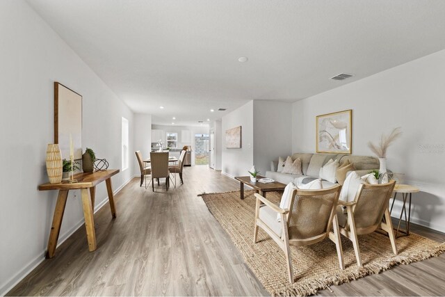 living room featuring light hardwood / wood-style floors