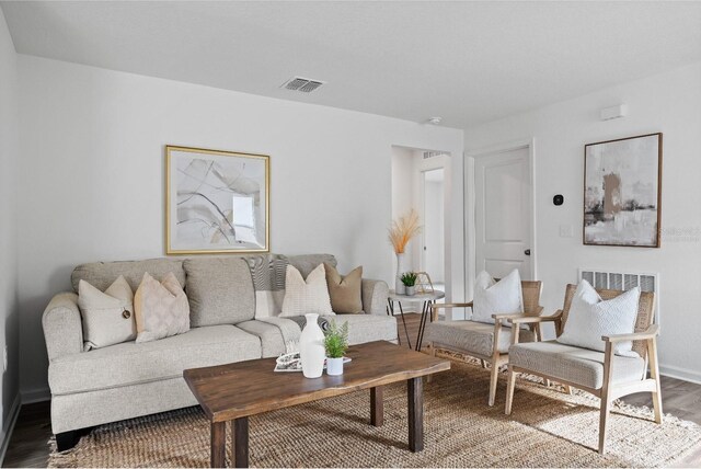 living room with hardwood / wood-style floors