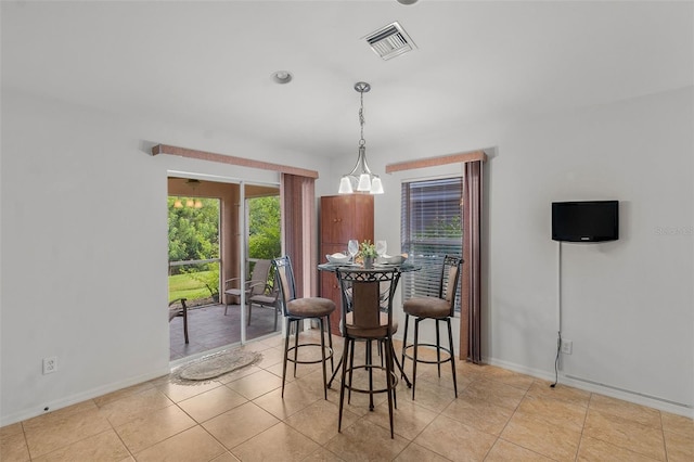 view of tiled dining room