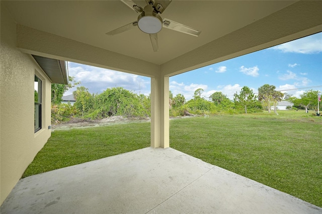 view of patio featuring a ceiling fan