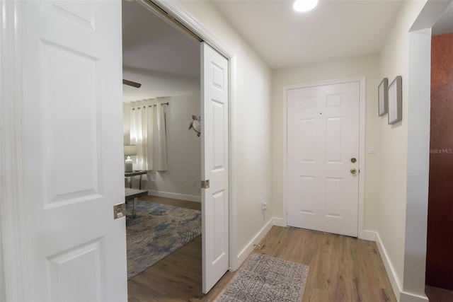 hall featuring light wood-type flooring