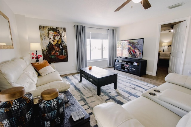 living room with light hardwood / wood-style floors