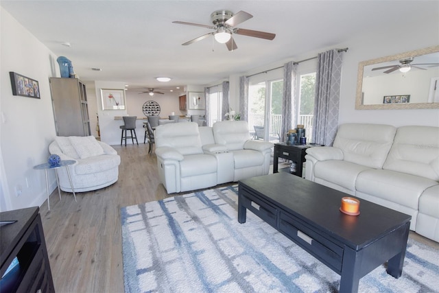 living room featuring light hardwood / wood-style flooring