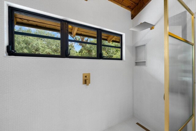 interior space with wooden ceiling