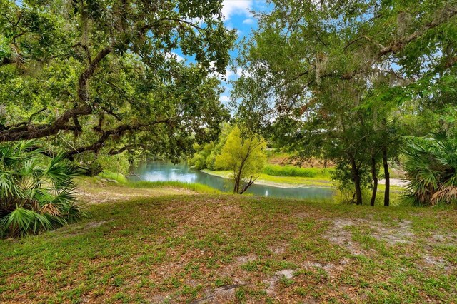 view of yard with a water view