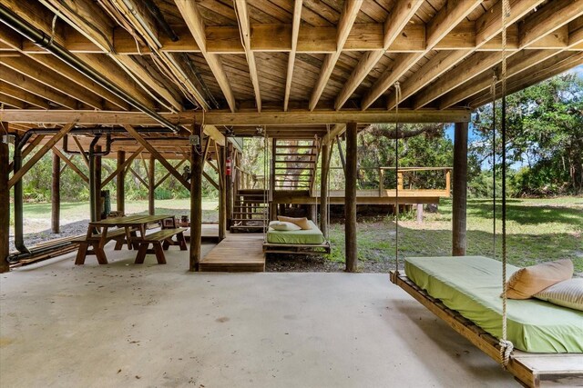 view of patio with stairway