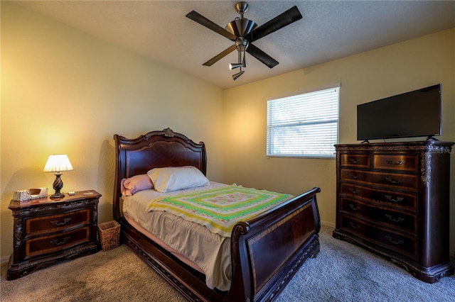 bedroom with carpet and ceiling fan