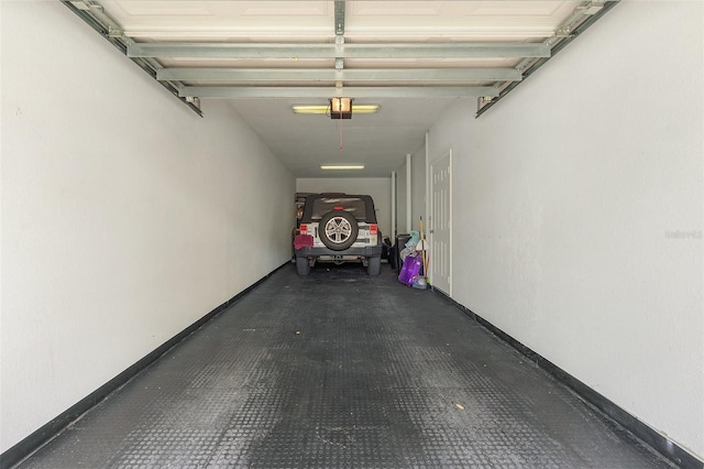 garage with a garage door opener