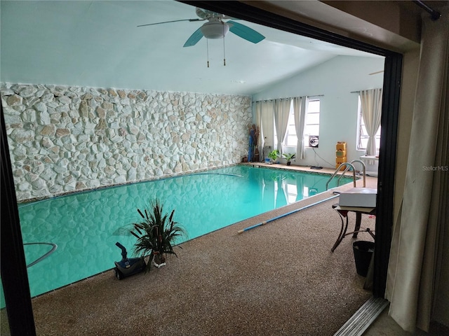 view of pool with ceiling fan