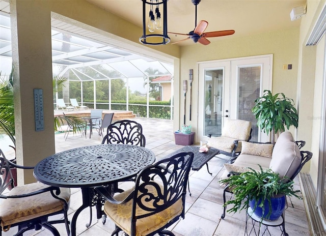 view of patio / terrace with glass enclosure