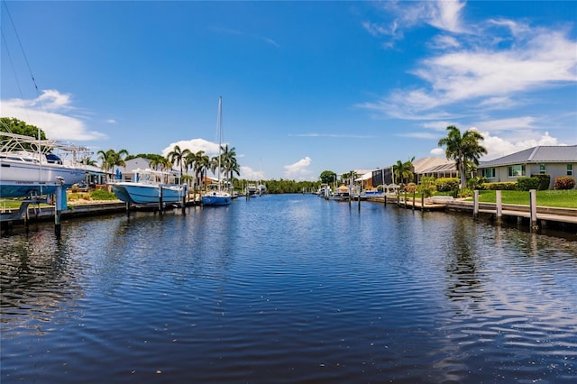 exterior space with a water view