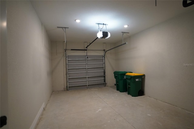 garage with a garage door opener