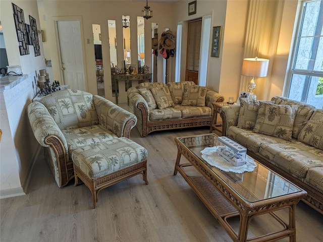 living room with hardwood / wood-style floors