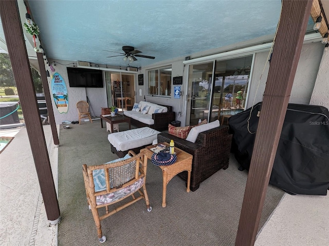 view of patio / terrace with an outdoor hangout area and ceiling fan