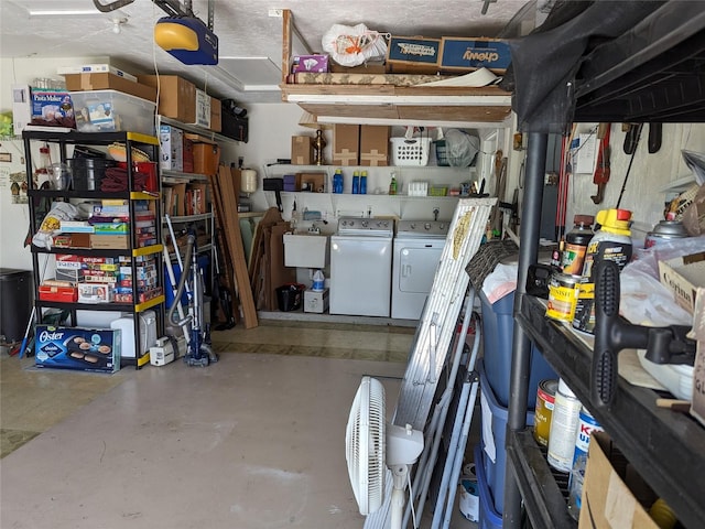 interior space featuring sink and independent washer and dryer