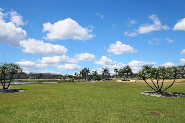 view of home's community featuring a yard and a water view