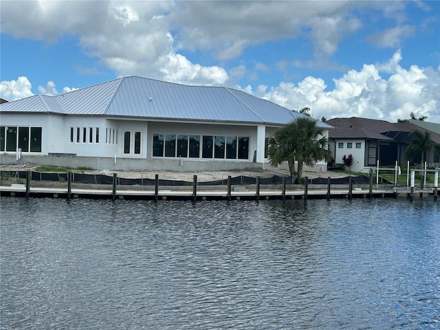 exterior space featuring a water view