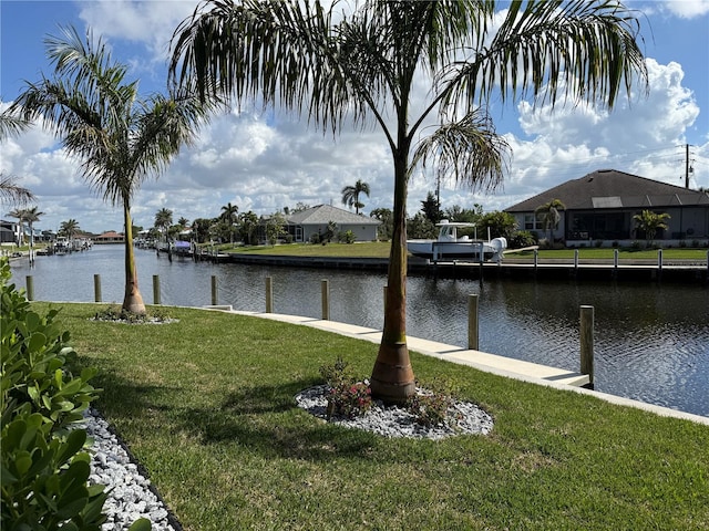 property view of water featuring a boat dock