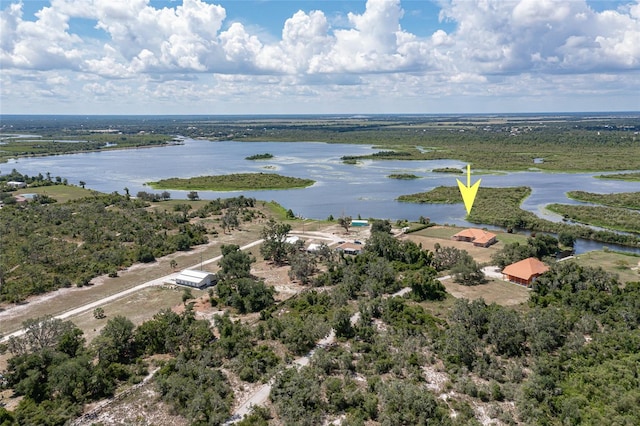 bird's eye view featuring a water view