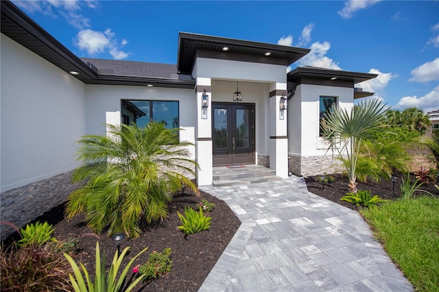 doorway to property with french doors