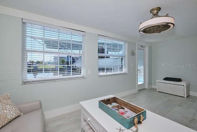 living room with light wood-type flooring