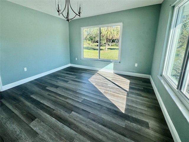 unfurnished dining area featuring dark hardwood / wood-style floors and a wealth of natural light