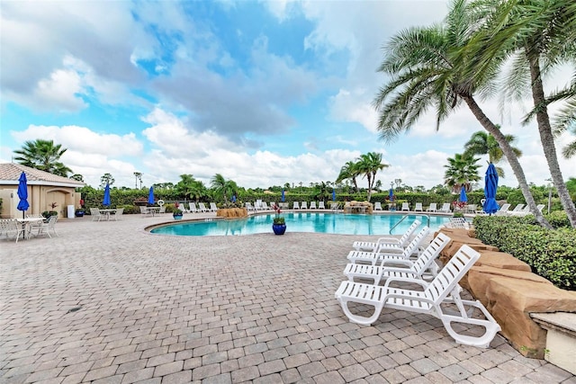 view of pool featuring a patio area