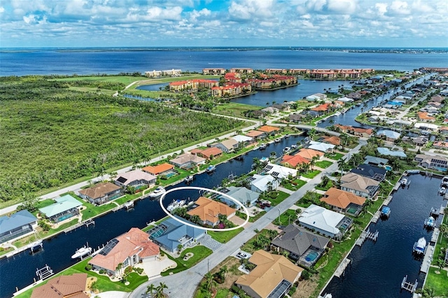 bird's eye view featuring a water view