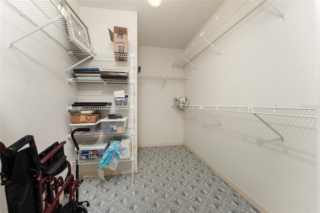 spacious closet with carpet flooring