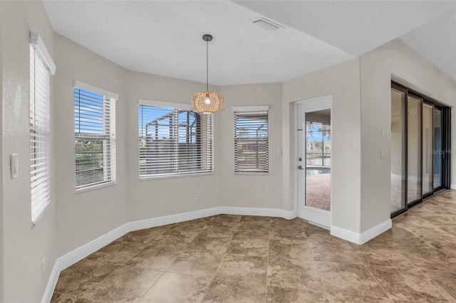 view of unfurnished dining area