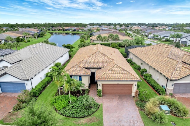 bird's eye view featuring a water view