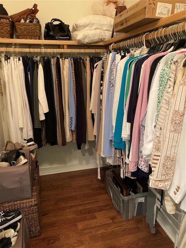 walk in closet featuring wood-type flooring