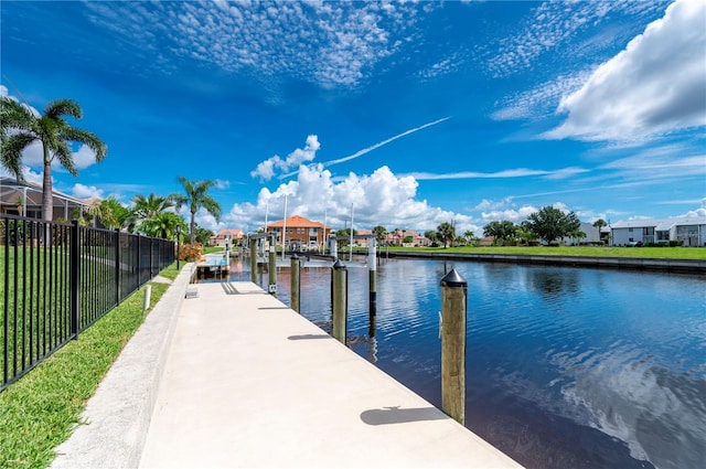 dock area featuring a water view