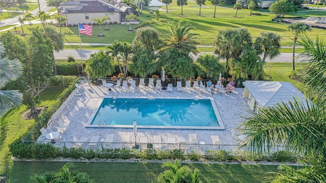 view of pool featuring a patio area