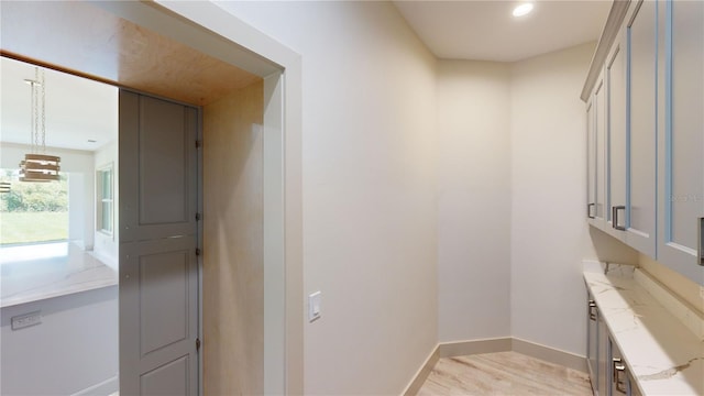 washroom with light wood-type flooring