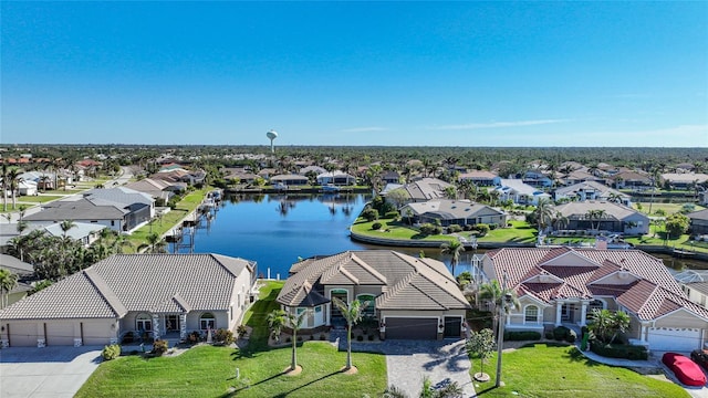 bird's eye view featuring a water view