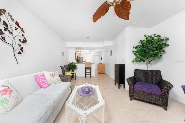 view of tiled living room