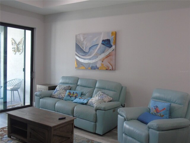 living area featuring light wood-type flooring