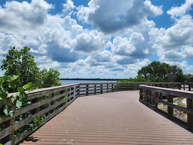 dock area with a water view