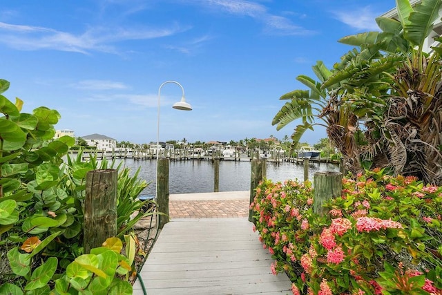 view of dock featuring a water view