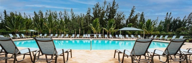 view of pool featuring a patio