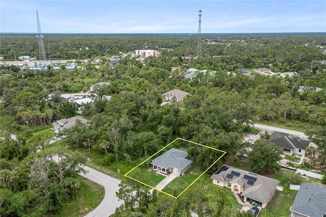 aerial view with a wooded view
