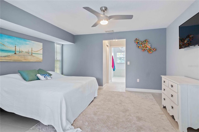 bedroom featuring ceiling fan