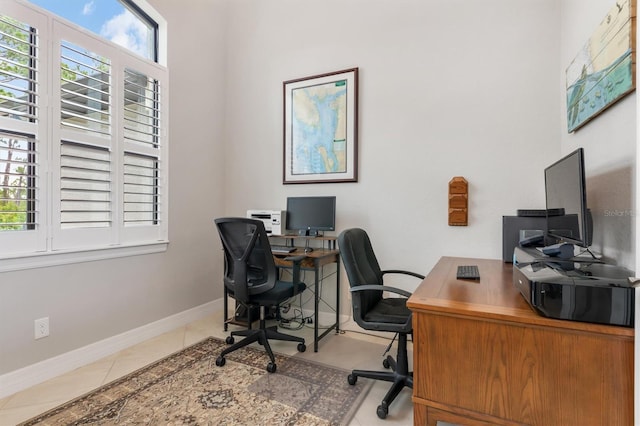 view of tiled office space