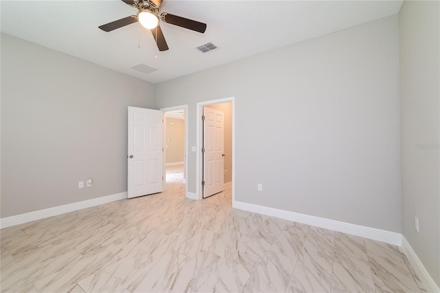 unfurnished bedroom with ceiling fan